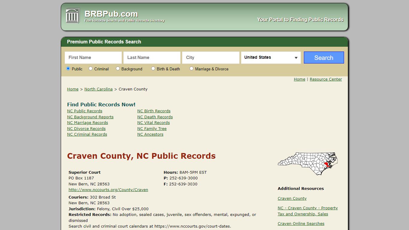Craven County Public Records | Search North Carolina Government Databases